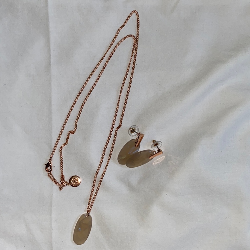Rose Gold-toned Necklace and Earring Set